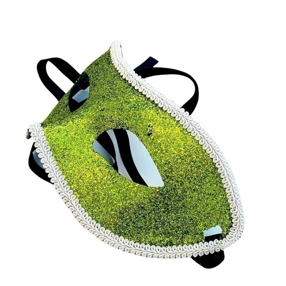 Glittery Green Costume Mask Mistery Carnival Masquerade Parties Mask - Picture 2 of 3